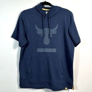 Under Armour Project Rock Terry Short-sleeve Hoodie Front Pouch Blue Men Medium